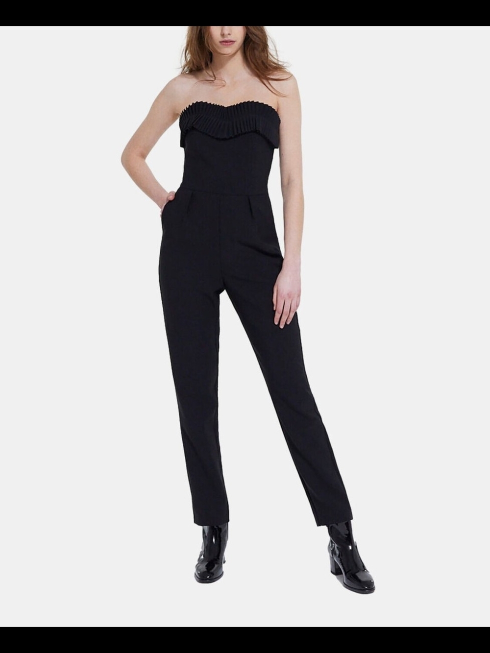 NWT The KOOPLES Chic, Elegant Tailored Jumpsuit, Sleeveless With Ruffles
